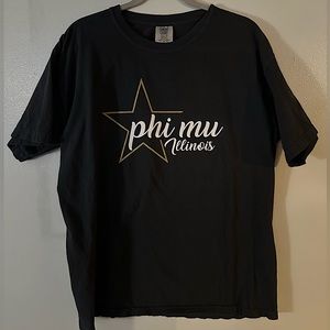 Comfort Colors Black Illinois Phi Mu Sorority Happy Mu Year T-shirt Size L